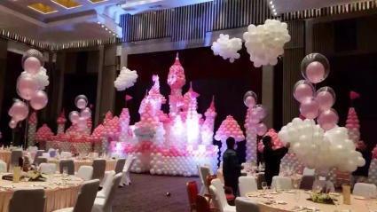 泰州专业婚礼生日宴宝宝宴百天气球布置演出策划